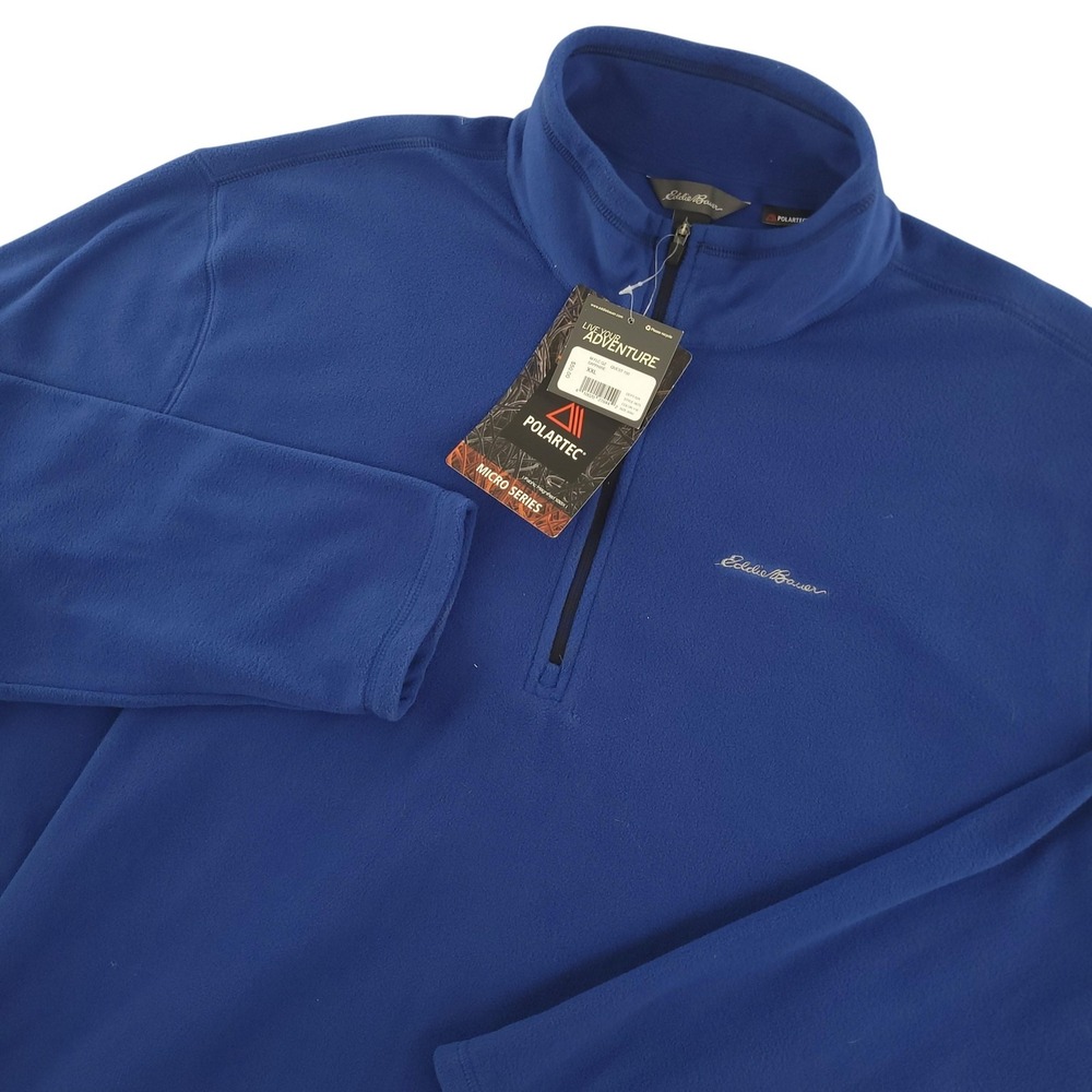 Eddie Bauer Polartec Fleece‎ Pullover Mens 2XL Blue 1/4 Zip Thermal Hiking Top